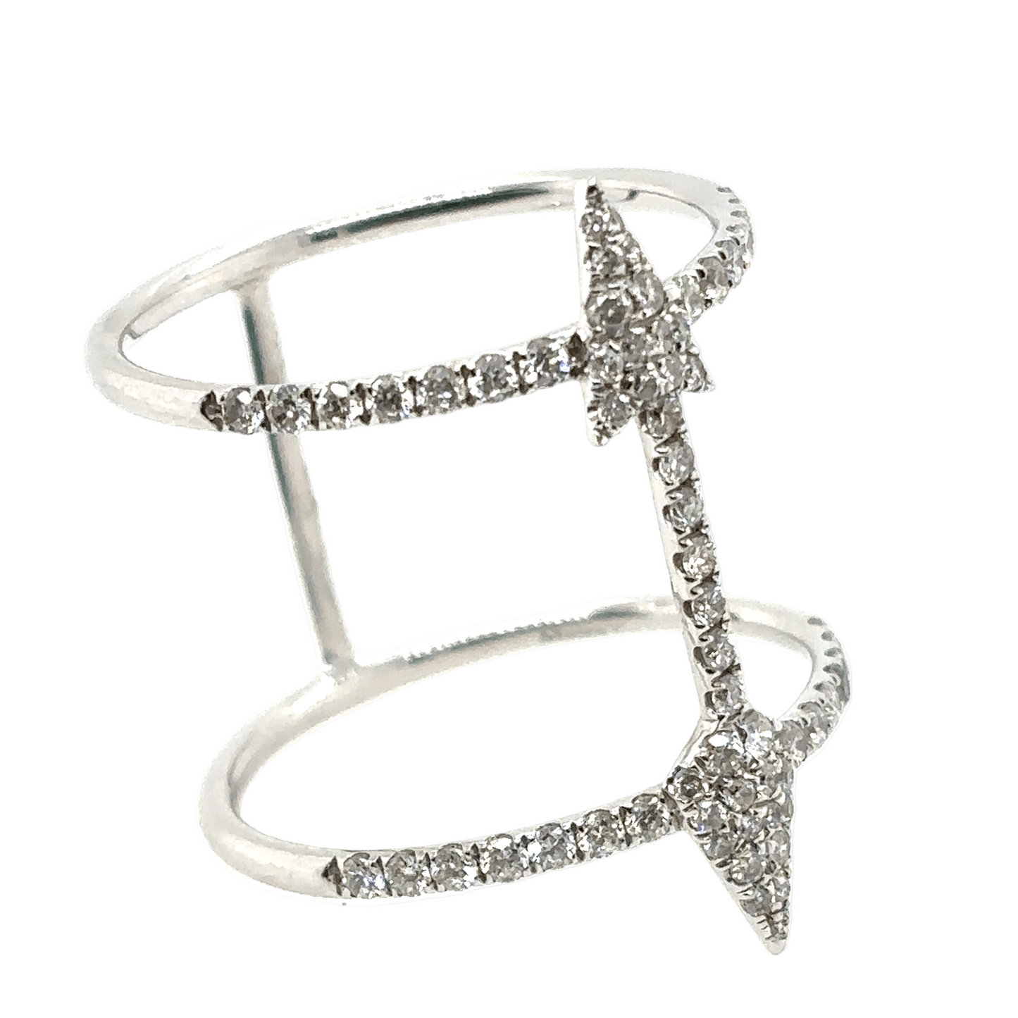Meira T 14KT White Gold Diamond Double Band Arrow Ring