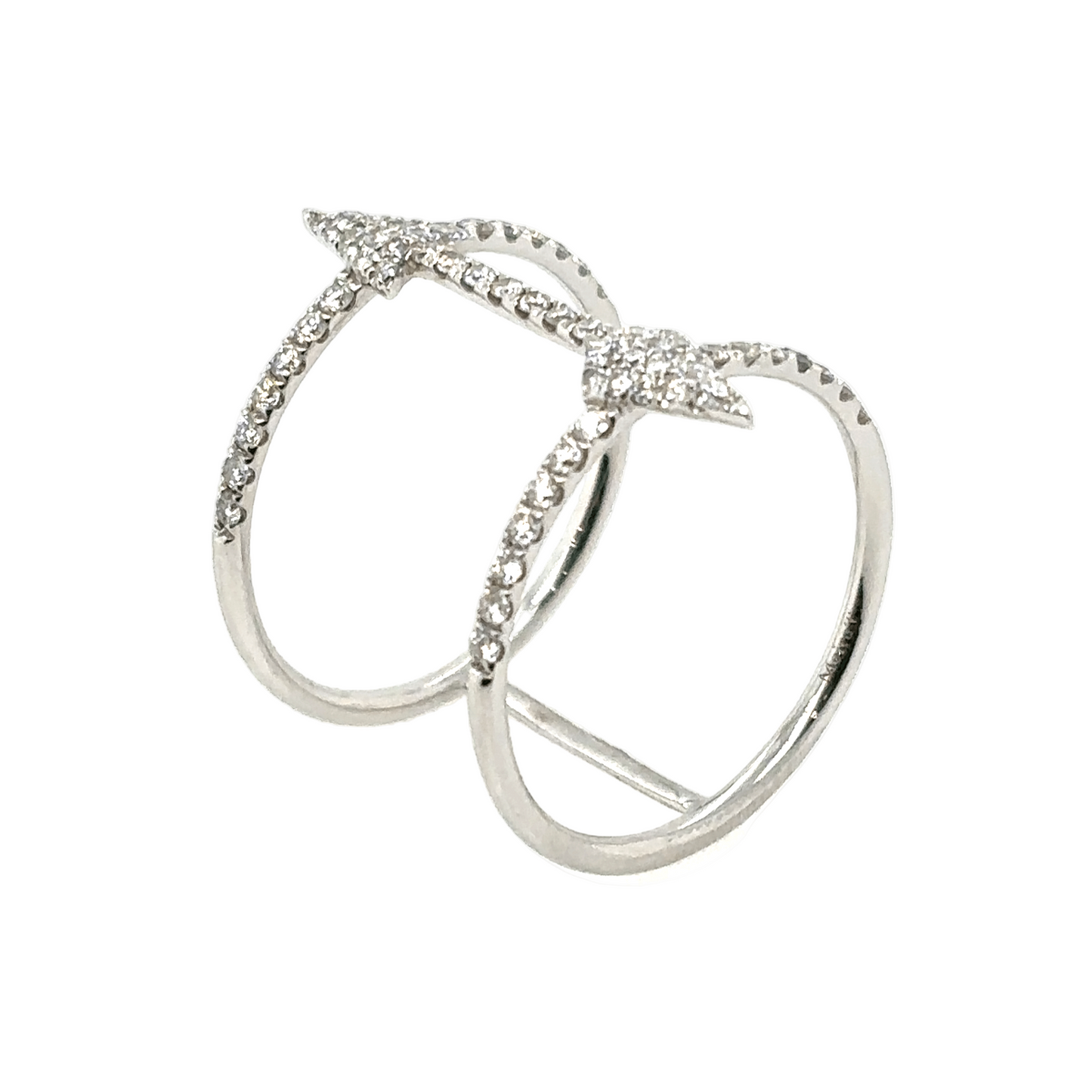 Meira T 14KT White Gold Diamond Double Band Arrow Ring