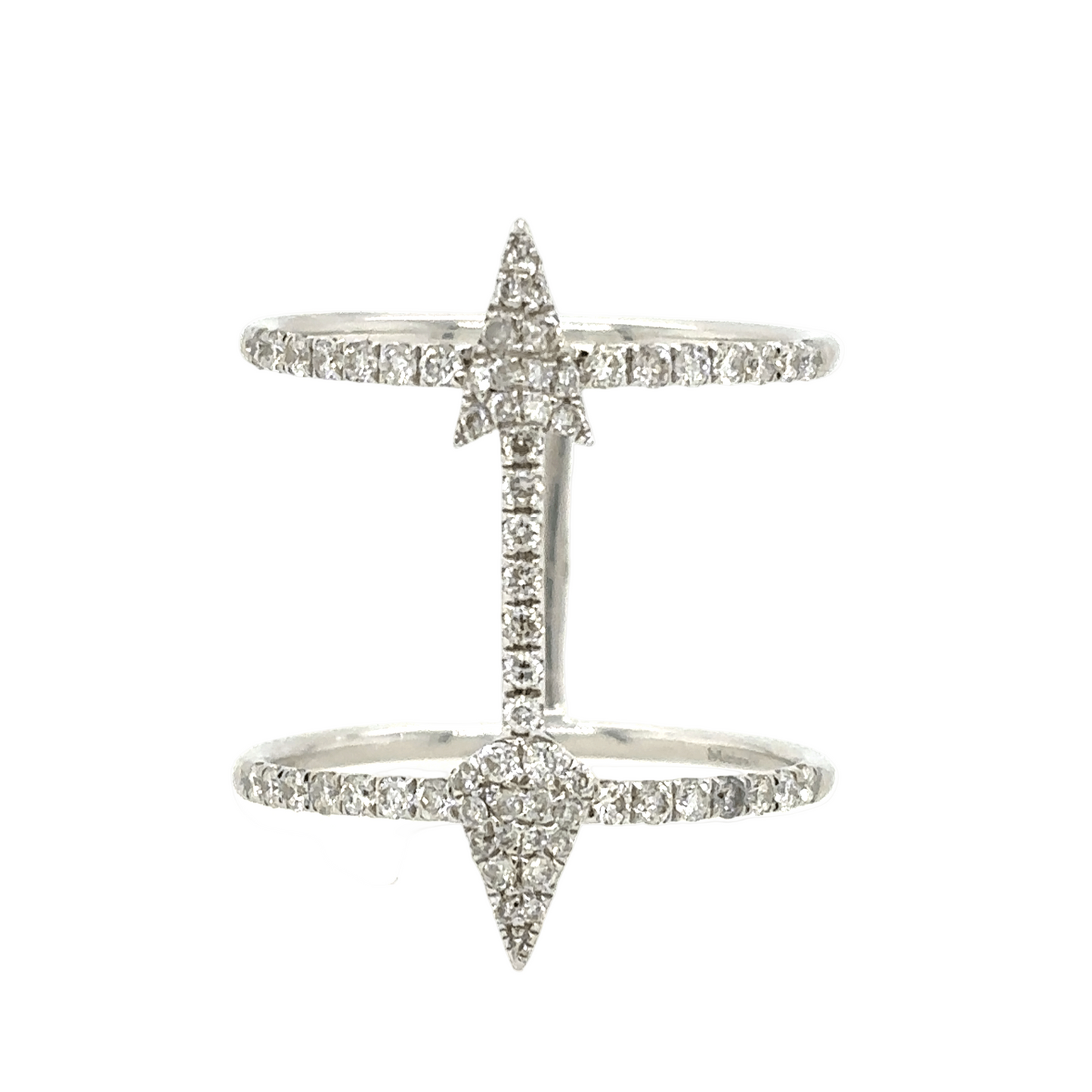 Meira T 14KT White Gold Diamond Double Band Arrow Ring