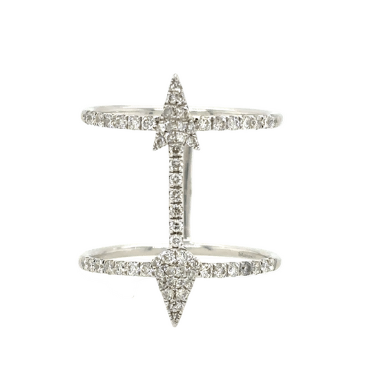 Meira T 14KT White Gold Diamond Double Band Arrow Ring