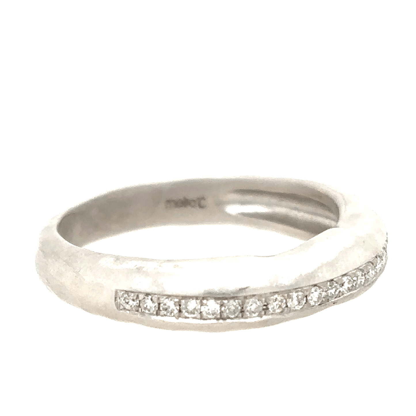 Meira T 14KT White Gold Diamond Hammered Band