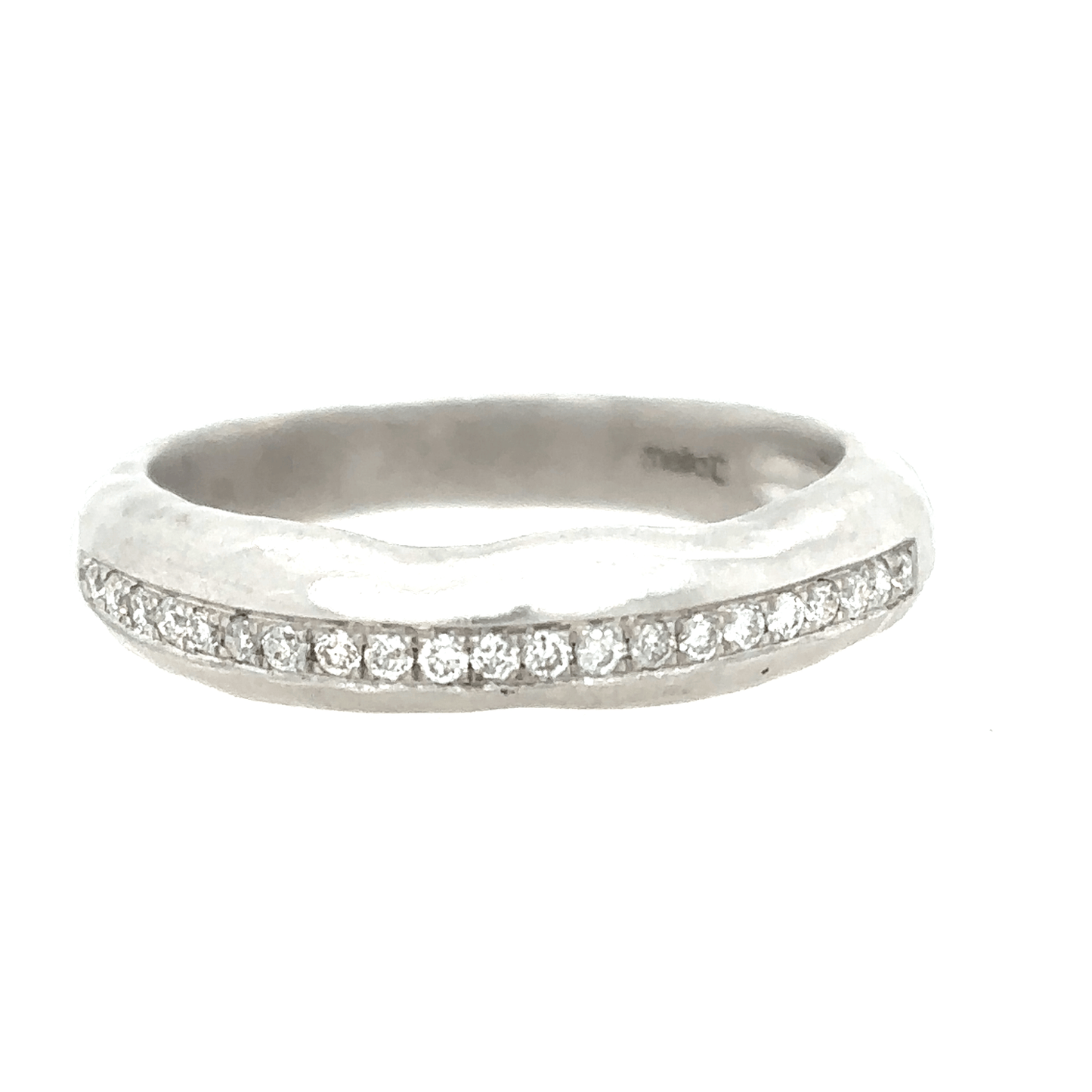 Meira T 14KT White Gold Diamond Hammered Band