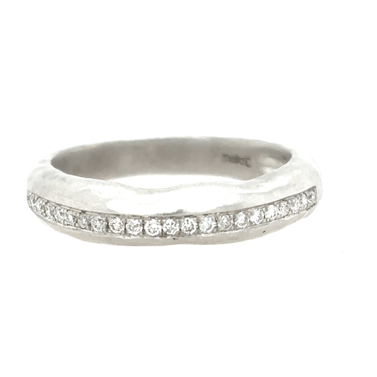 Meira T 14KT White Gold Diamond Hammered Band