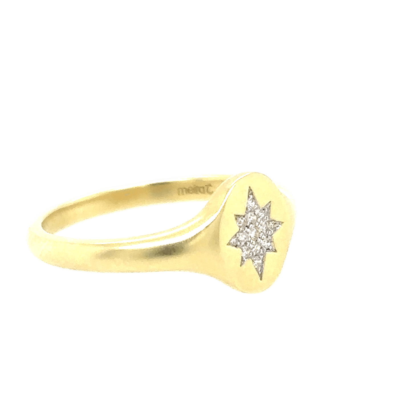 Meira T 14KT Brushed Gold Pave Diamond Star Signet Ring
