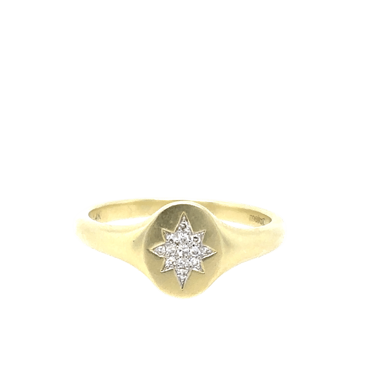 Meira T 14KT Brushed Gold Pave Diamond Star Signet Ring