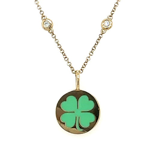 14kt Enamel Clover Pendant