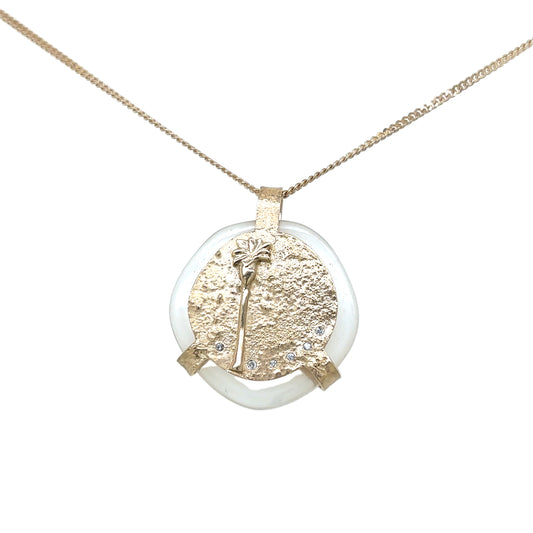 Pascale Monvoisin 9KT Quartz and Diamond Palm Necklace