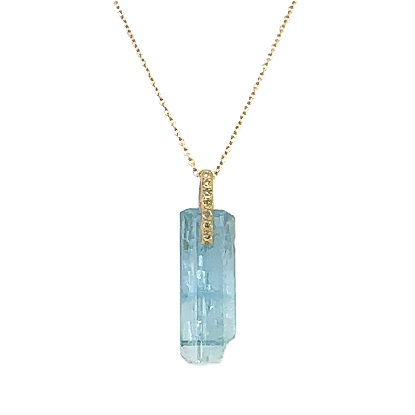 Monaka 18K Rough Aquamarine and Diamond Charm