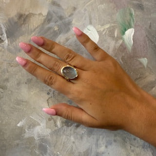 14KT Bezel-Set Aquamarine Ring
