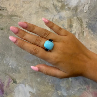 14KT Turquoise and Blue Topaz Ring