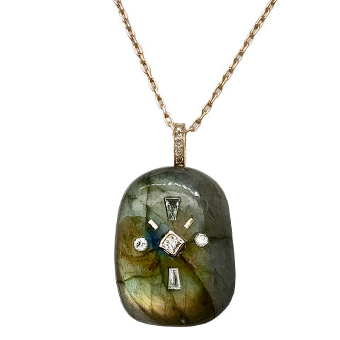 Celine Daoust 14k Labradorite Sun Diamond Necklace