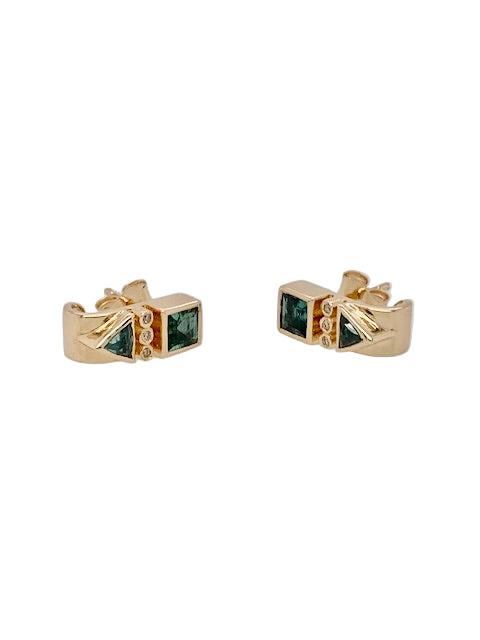 Celine Daoust 14k Green Tourmaline and Diamond Totem Earrings