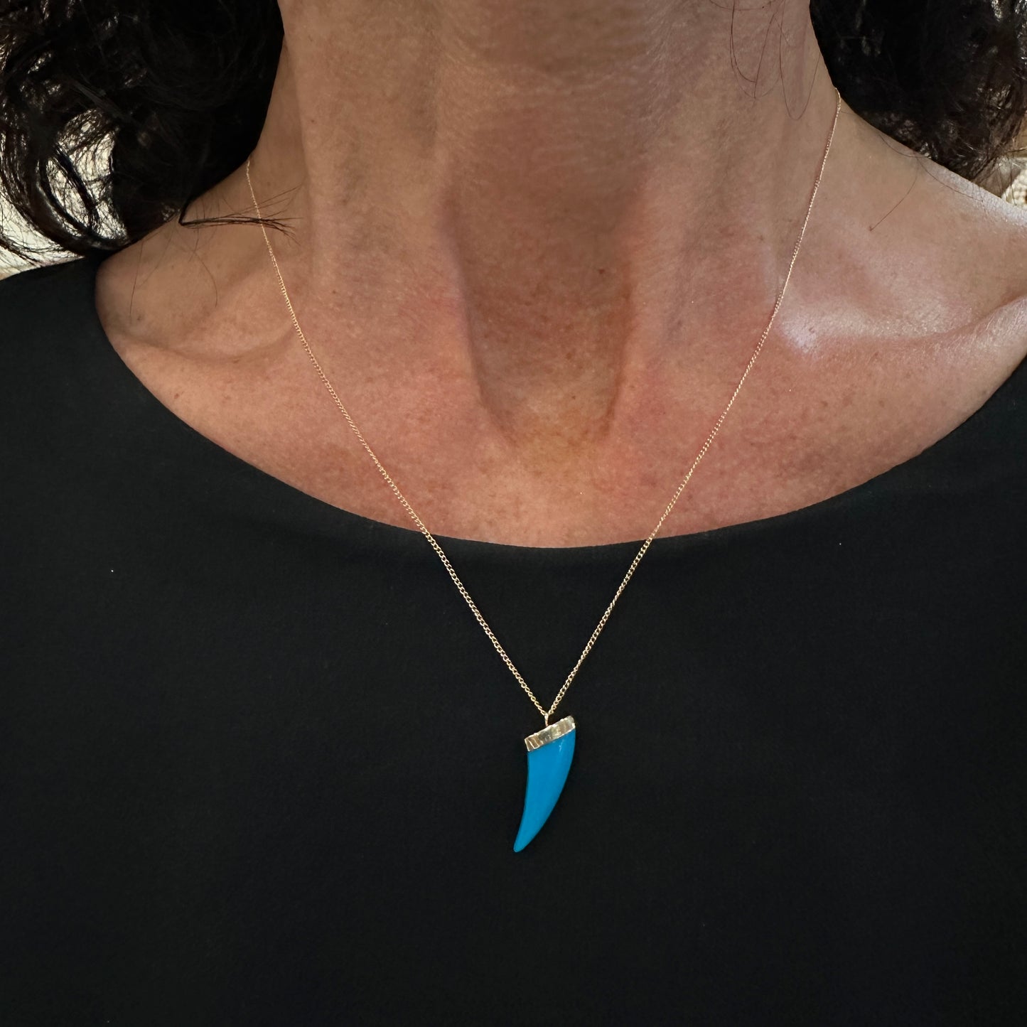 Melissa Joy Manning 14k Turquoise "Claw" Necklace