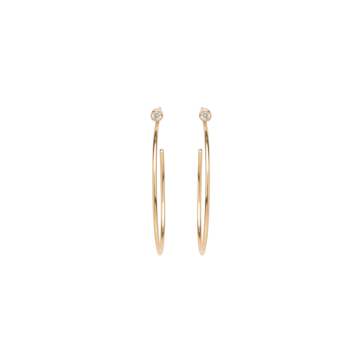 Zoë Chicco 14k Diamond Bezel Medium Hoops