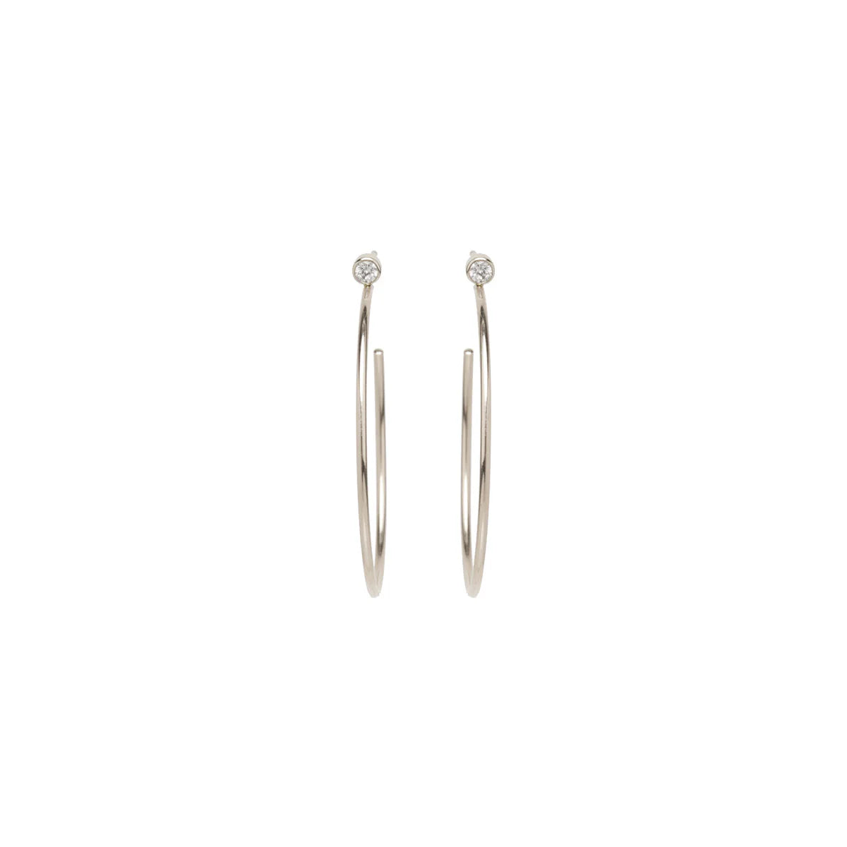 Zoë Chicco 14k White Gold Diamond Bezel Medium Hoops
