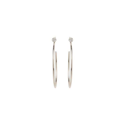 Zoë Chicco 14k White Gold Diamond Bezel Medium Hoops