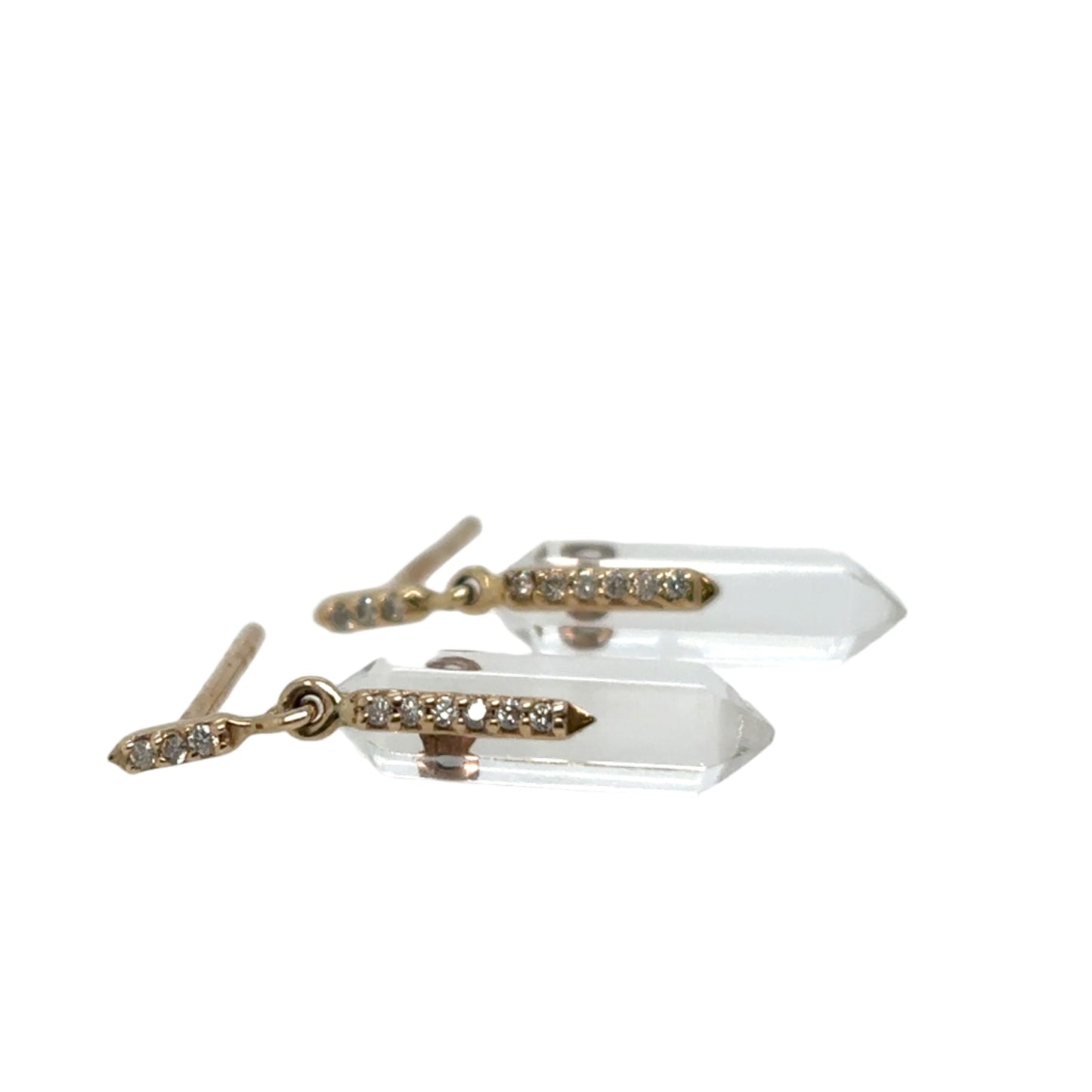 Pascale Monvoisin 9KT Moon N2 Quartz and Diamond Earrings