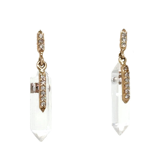 Pascale Monvoisin 9KT Moon N2 Quartz and Diamond Earrings