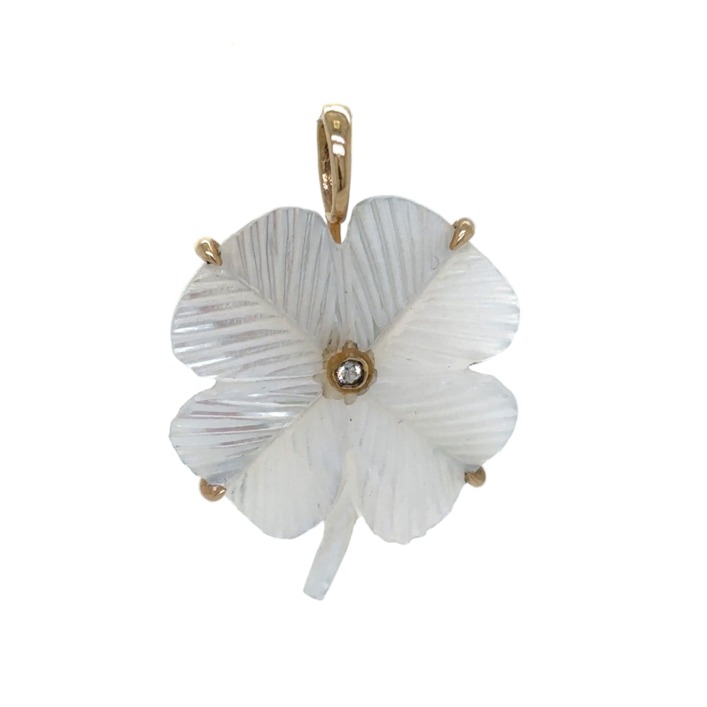 Maura Green 14KT White Mother-of-Pearl Clover Charm