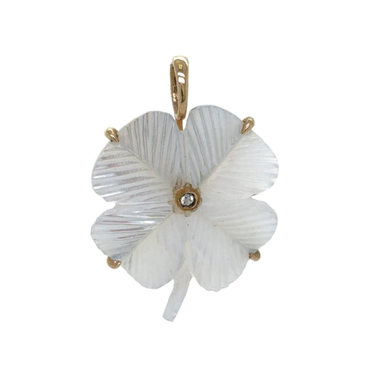 Maura Green 14KT White Mother-of-Pearl Clover Charm