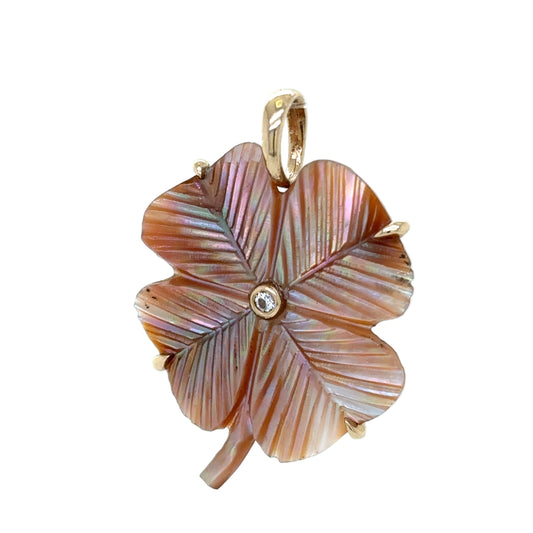 Maura Green 14KT Golden Mother-of-Pearl Clover Charm