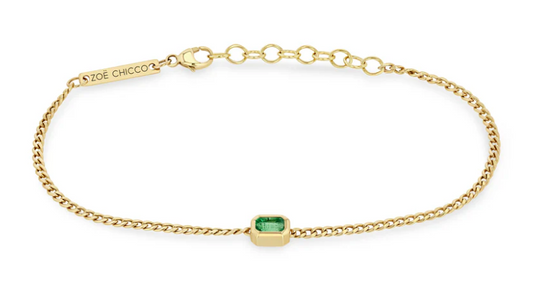 Zoë Chicco 14k Emerald Cut Emerald XS Curb Chain Bracelet
