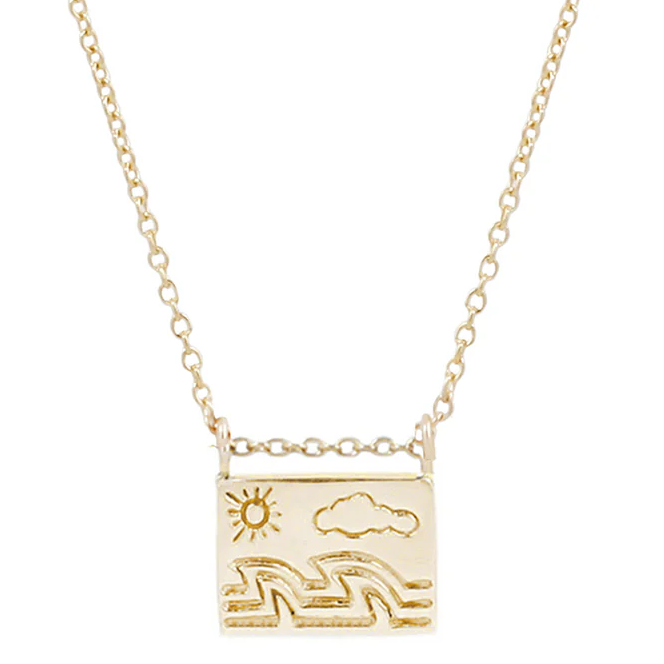Aili 14K Ocean Postcard Necklace