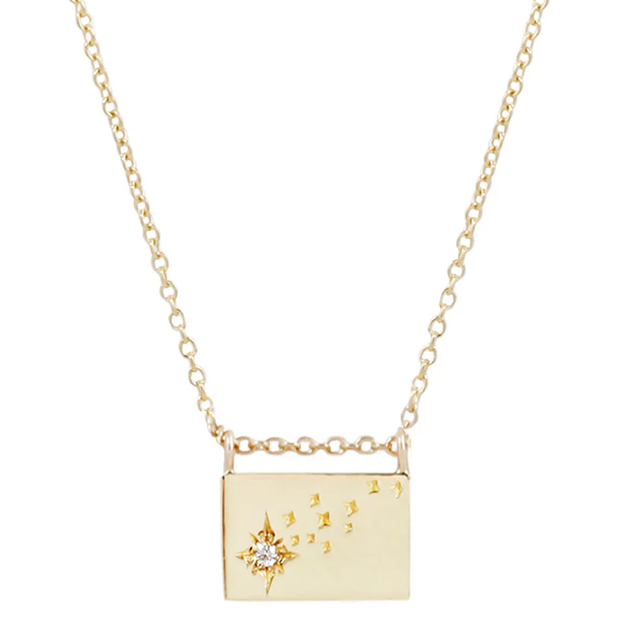 Aili 14K Shooting Star Postcard Necklace