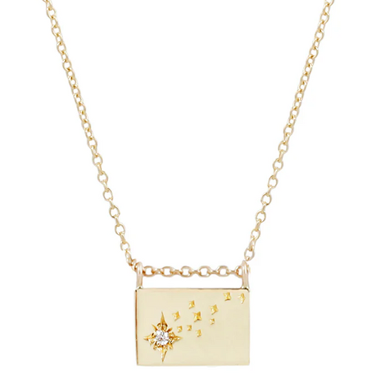 Aili 14K Shooting Star Postcard Necklace