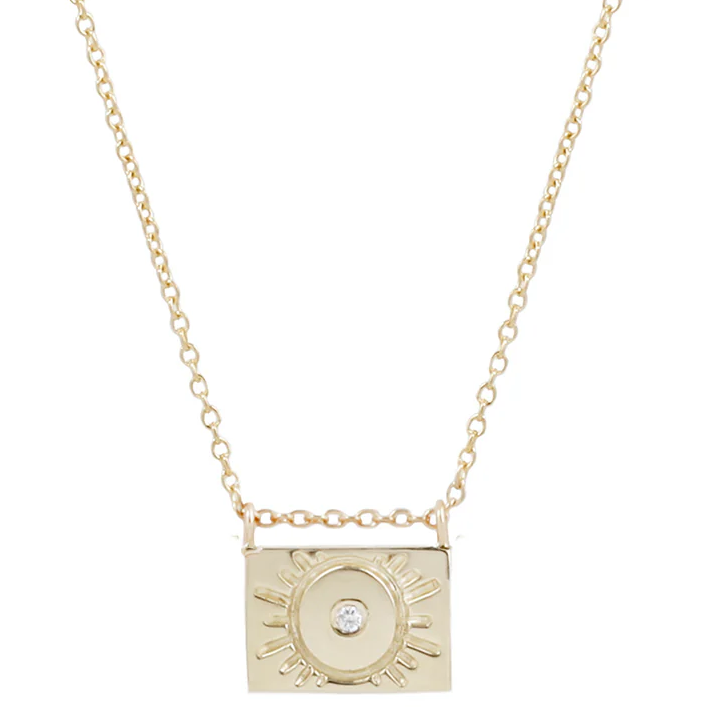 Aili 14K Sun Postcard Charm Necklace