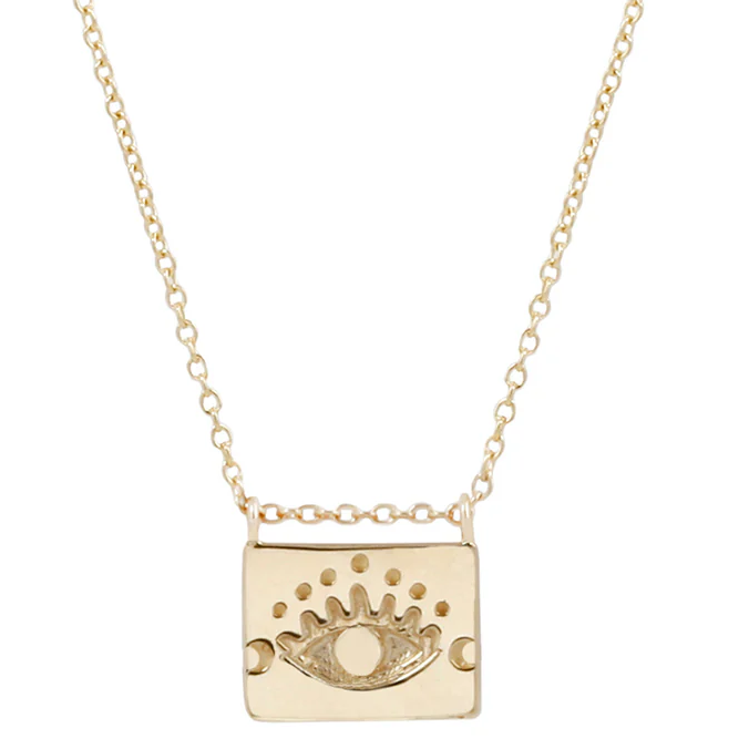 Aili 14K Eye Postcard Charm Necklace