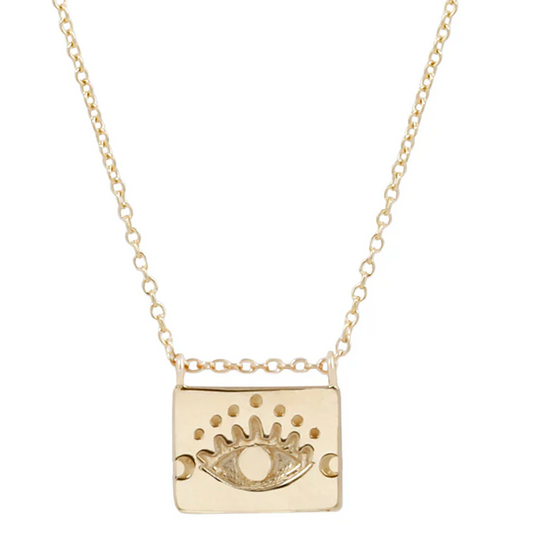 Aili 14K Eye Postcard Charm Necklace