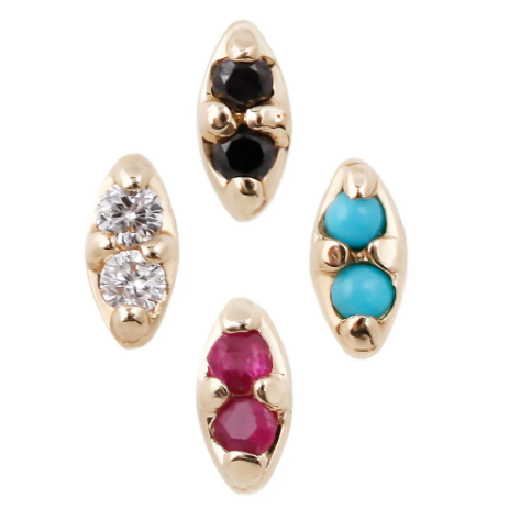 Aili 14KT Diamond Duet Studs