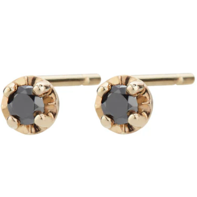 Aili 14KT XXS Black Diamond Prong Studs