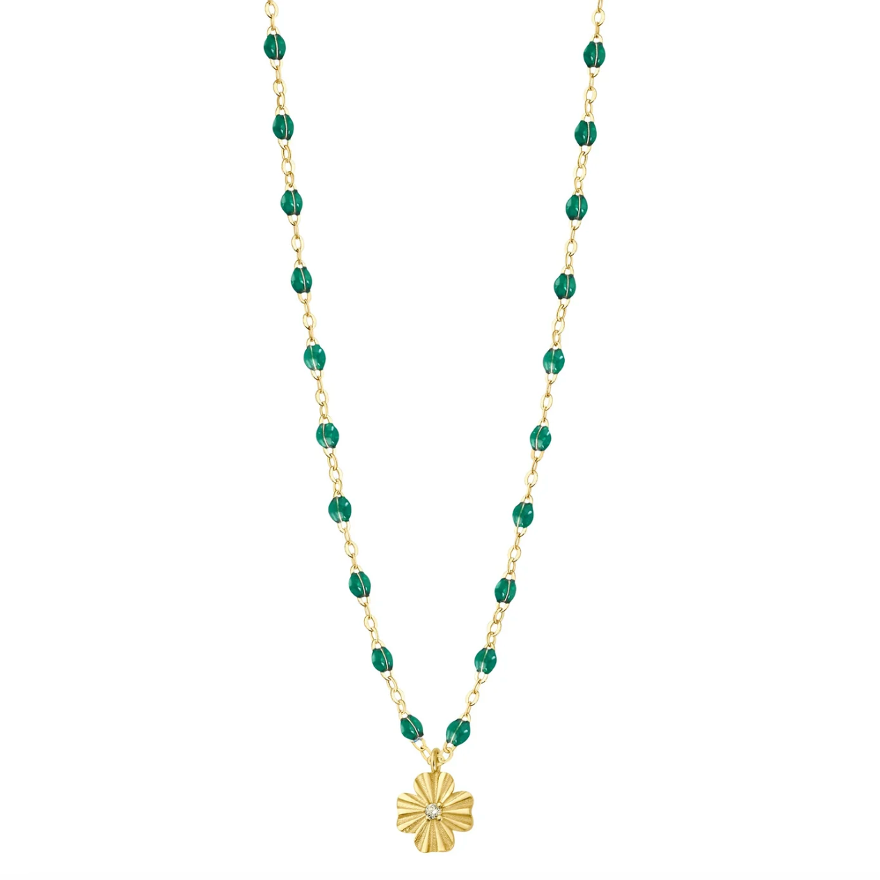 Gigi Clozeau 18KT Classic Clover Lumière Diamond Resin Necklace