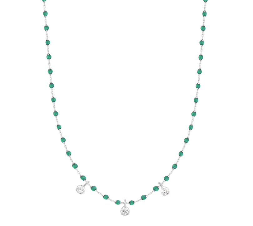 Gigi Clozeau 18kt Mini 3 Diamond Resin Necklace