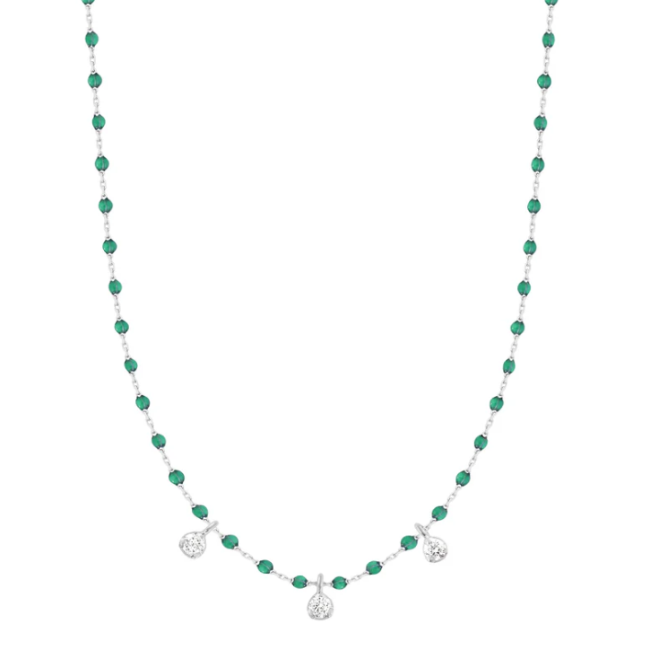 Gigi Clozeau 18kt Mini 3 Diamond Resin Necklace