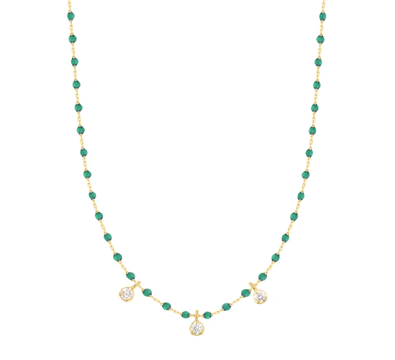 Gigi Clozeau 18kt Mini 3 Diamond Resin Necklace