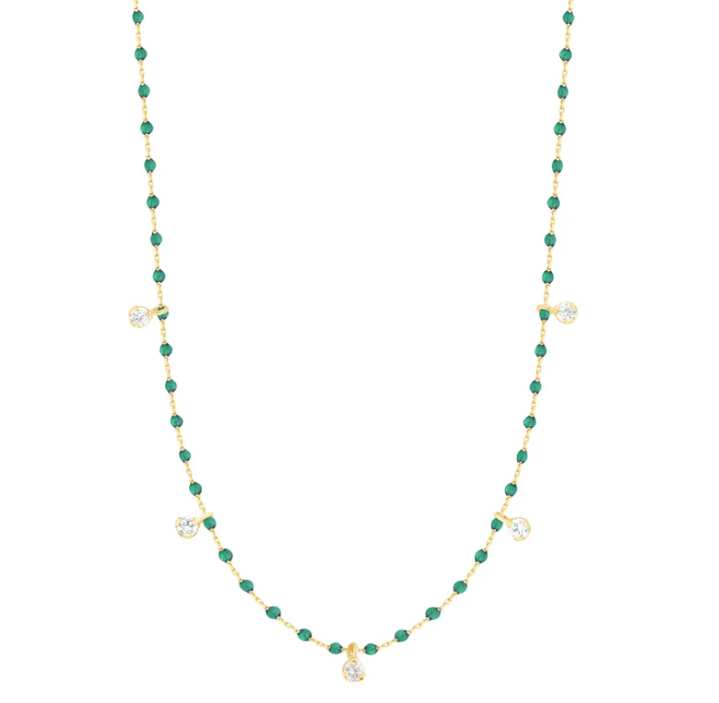 Gigi Clozeau 18kt Mini 5 Diamond Resin Necklace