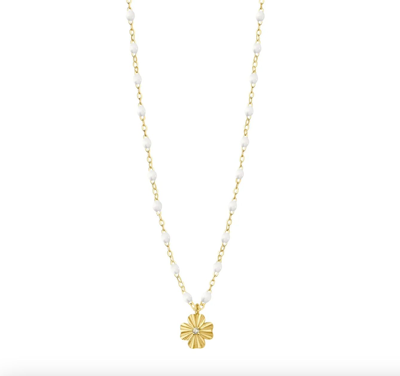 Gigi Clozeau 18KT Classic Clover Lumière Diamond Resin Necklace