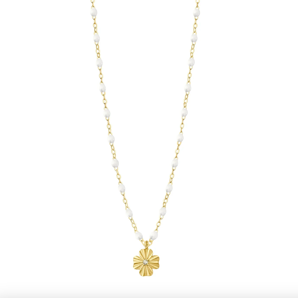 Gigi Clozeau 18KT Classic Clover Lumière Diamond Resin Necklace