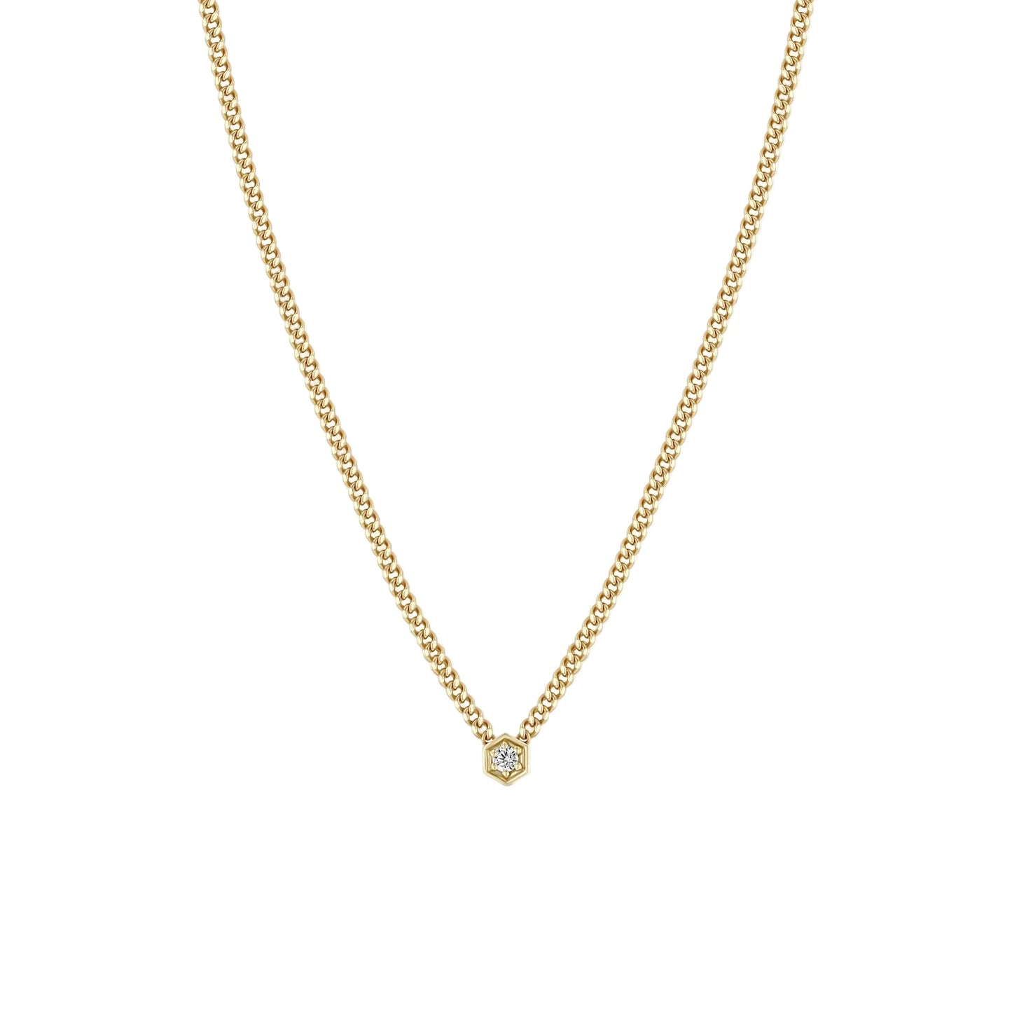 Zoë Chicco 14k Diamond Hexagon Curb Chain Necklace