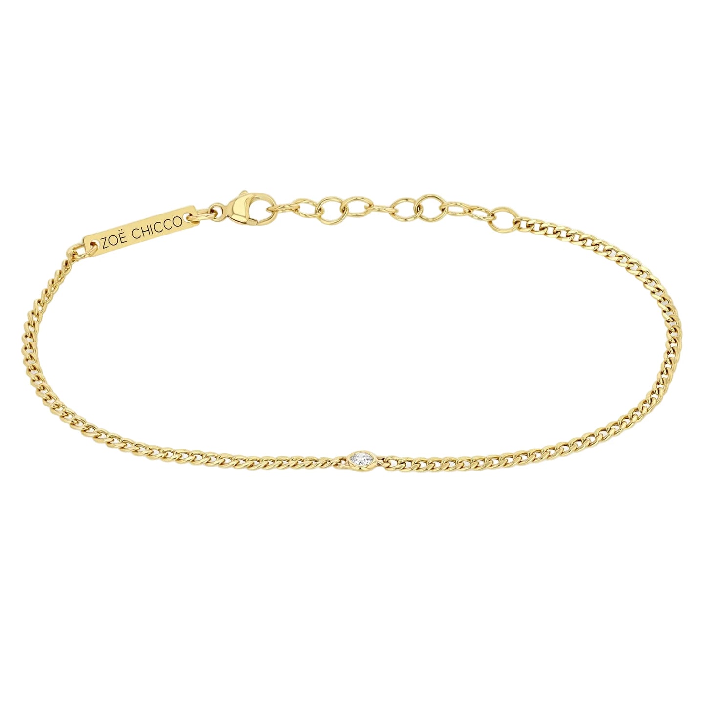 Zoë Chicco 14k XS Curb Chain Bracelet Floating Diamond