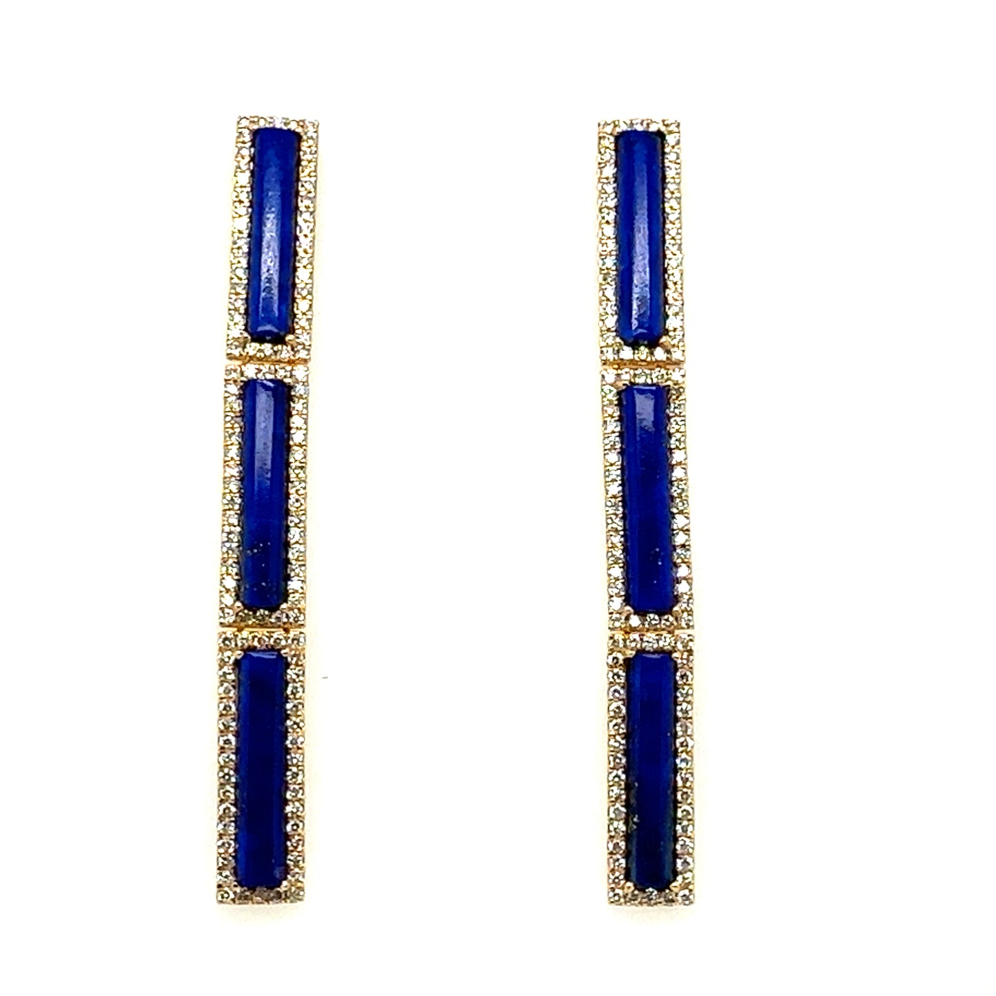 18k Lapis and Diamond Drop Statement Earrings