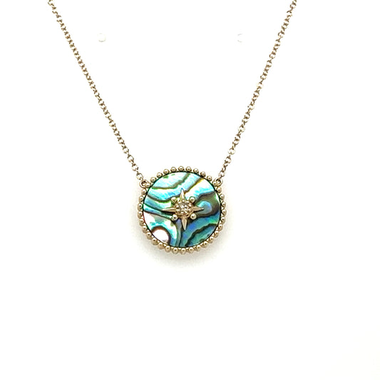 14kt Abalone and Diamond Star Necklace