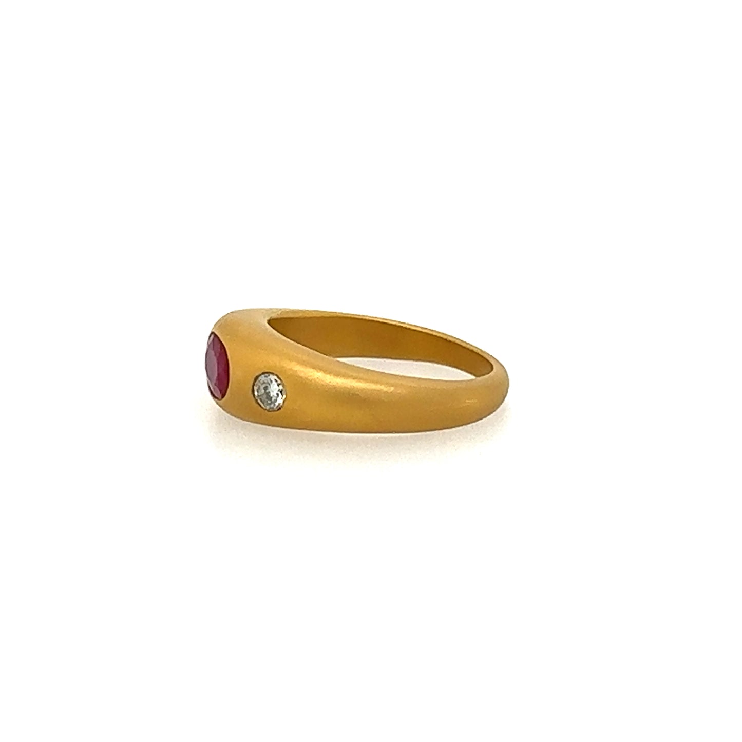 14kt Ruby and Diamond Ring in Matte Gold