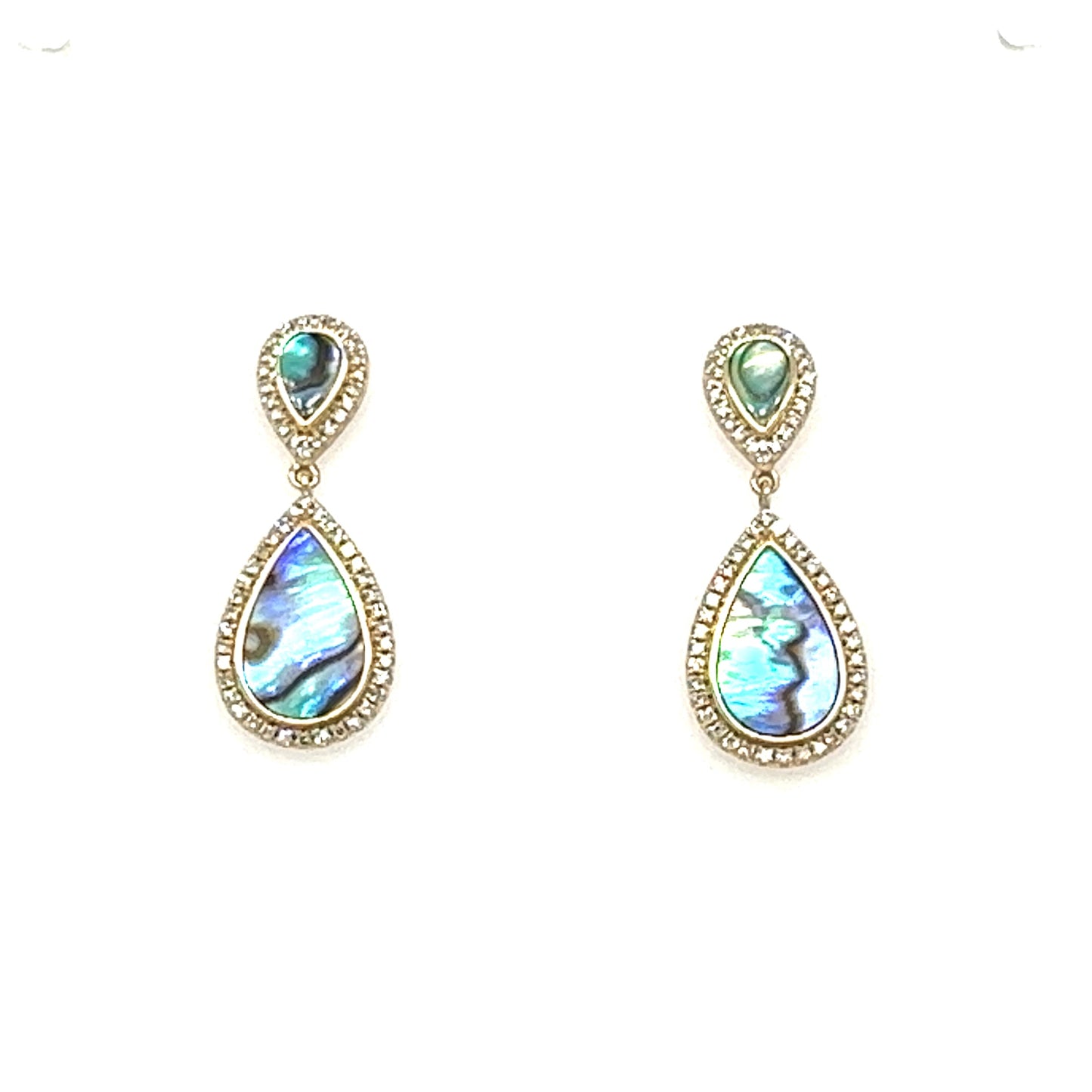 14kt Abalone and Diamond Drop Earrings