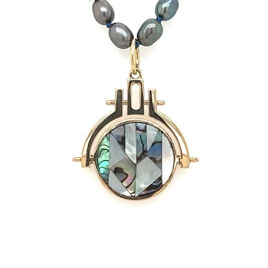 Metier 9kt Mother-of-Pearl Mosaic Spinner Charm