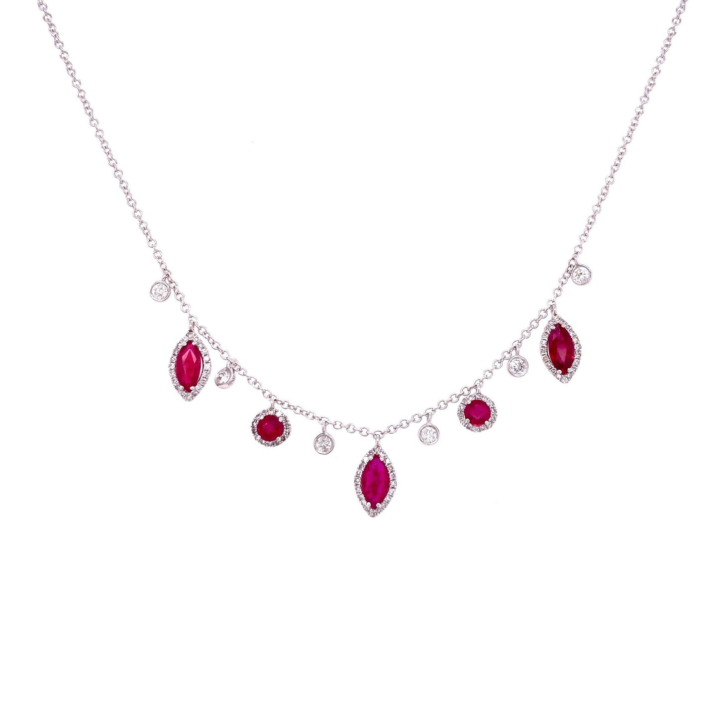 Meira T 14kt White Gold Ruby and Diamond Charm Necklace
