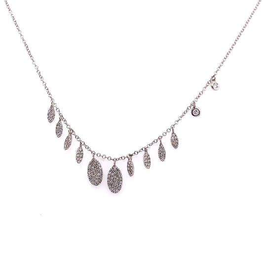 Meira T 14kt White Gold Diamond Disc Fringe Charm Necklace